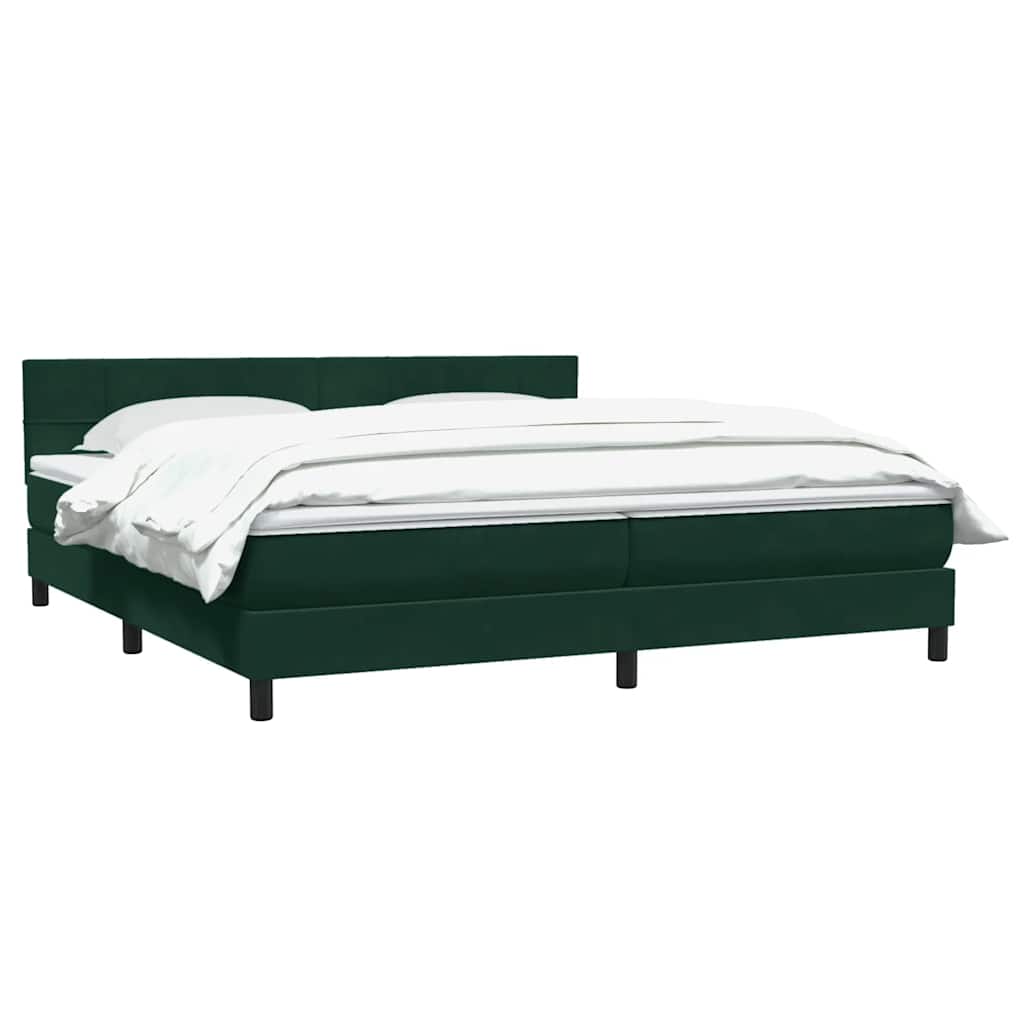 Κρεβάτι Boxspring με Στρώμα Σκούρο Πράσινο 200x210εκ. Βελούδινο
