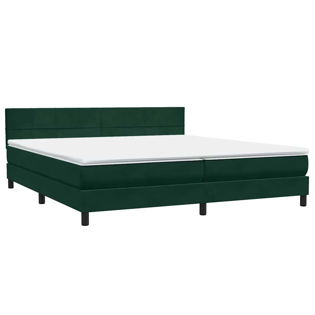 Κρεβάτι Boxspring με Στρώμα Σκούρο Πράσινο 200x210εκ. Βελούδινο