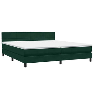 Κρεβάτι Boxspring με Στρώμα Σκούρο Πράσινο 200x210εκ. Βελούδινο