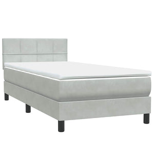 Box Spring κρεβάτι με στρώμα ανοιχτό γκρι 80x220 cm Βελούδινο - Pakobazaar