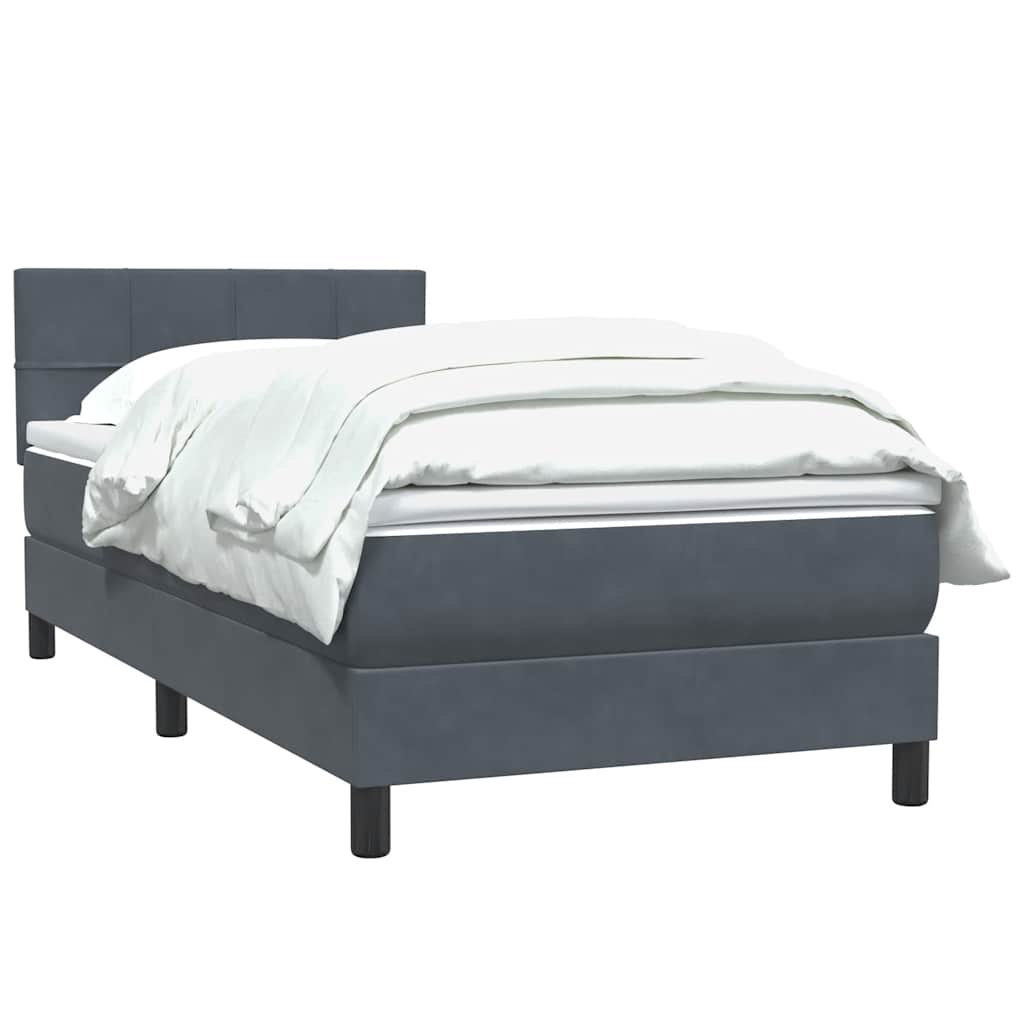 Box Spring Κρεβάτι με στρώμα Σκούρο γκρι 100x220 εκ. Βελούδινο - Pakobazaar