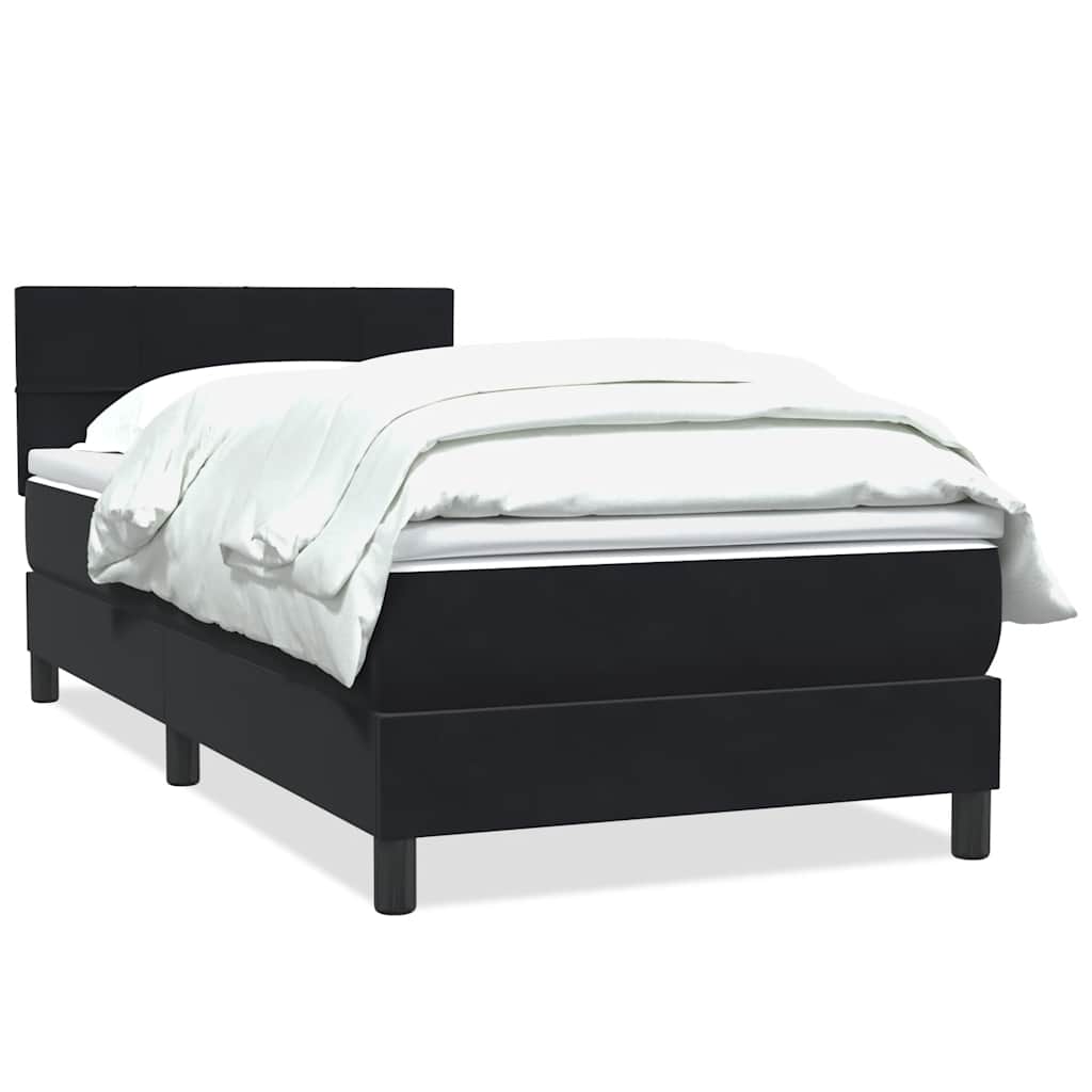 Box Spring Κρεβάτι με στρώμα Μαύρο 100x220 εκ. Βελούδινο - Pakobazaar