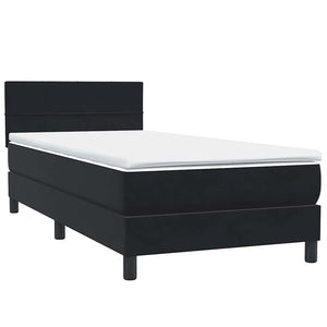 Box Spring Κρεβάτι με στρώμα Μαύρο 100x220 εκ. Βελούδινο - Pakobazaar