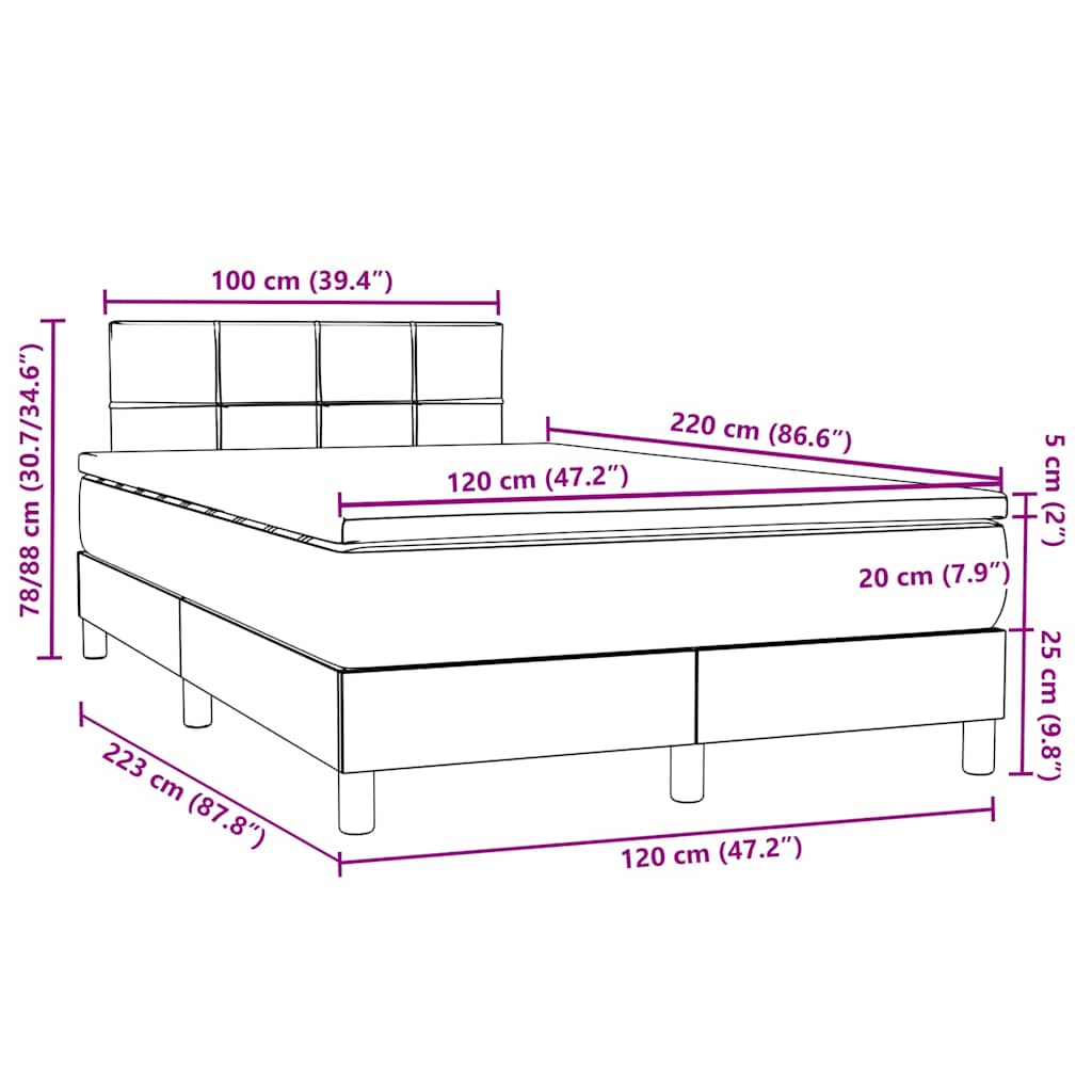 Box Spring κρεβάτι με στρώμα σκούρο πράσινο 120x220cm Βελούδινο - Pakobazaar