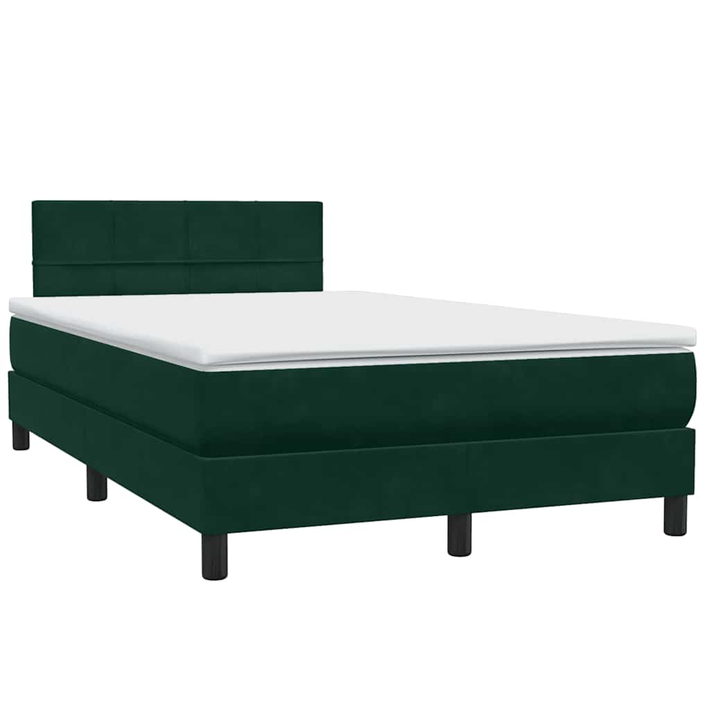 Box Spring κρεβάτι με στρώμα σκούρο πράσινο 120x220cm Βελούδινο - Pakobazaar