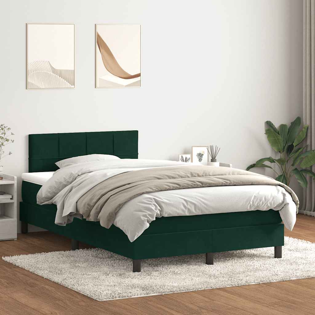 Box Spring κρεβάτι με στρώμα σκούρο πράσινο 120x220cm Βελούδινο - Pakobazaar