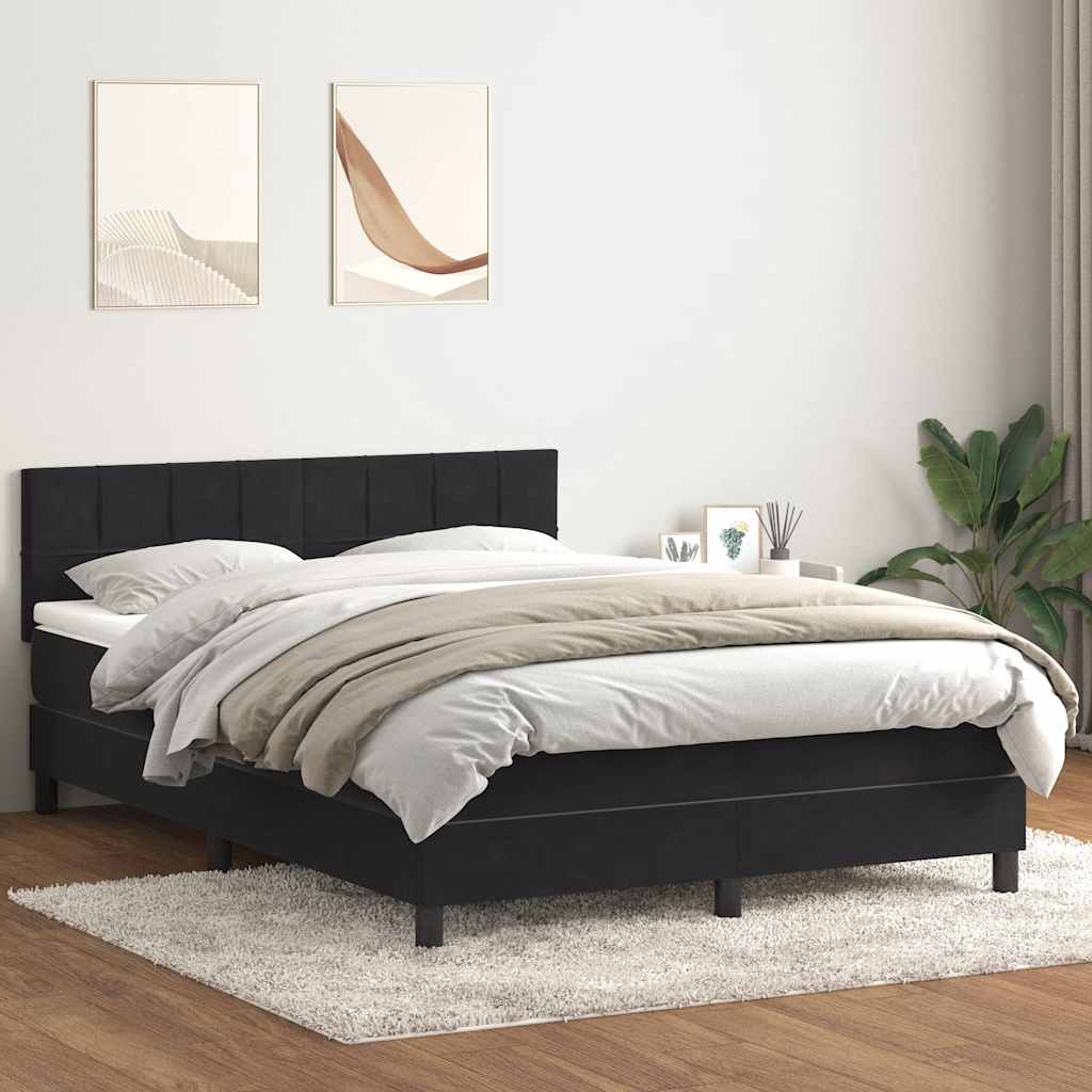 Box Spring Κρεβάτι με στρώμα Μαύρο 140x220 cm Βελούδινο - Pakobazaar
