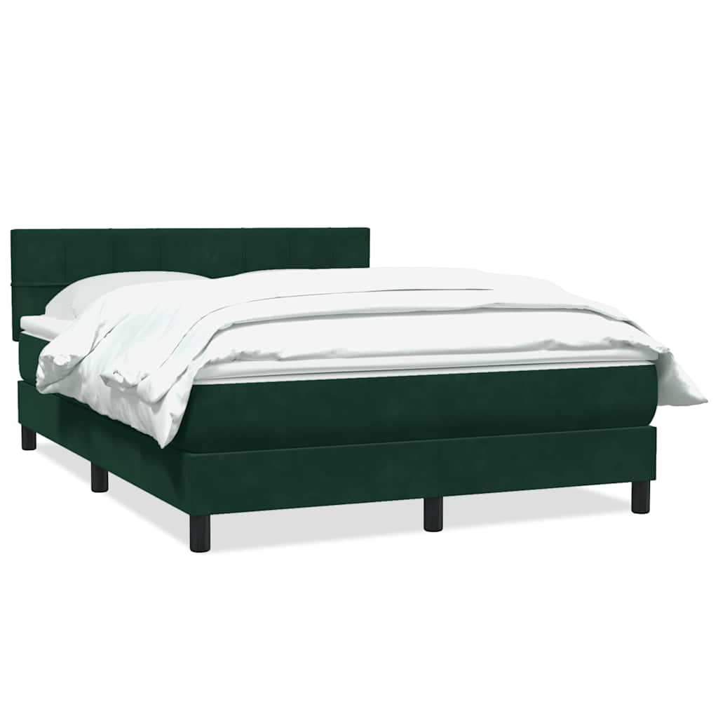Box Spring Κρεβάτι με στρώμα Σκούρο πράσινο 140x220cm Βελούδινο