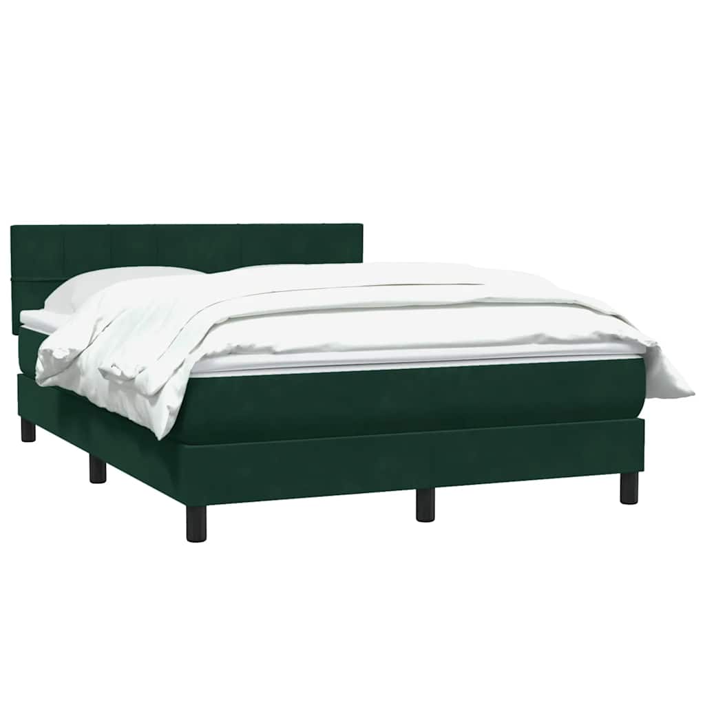 Box Spring Κρεβάτι με στρώμα Σκούρο πράσινο 140x220cm Βελούδινο