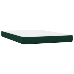 Box Spring Κρεβάτι με στρώμα Σκούρο πράσινο 140x220cm Βελούδινο