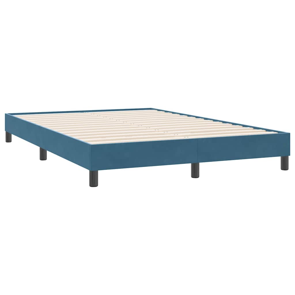 Box Spring κρεβάτι με στρώμα σκούρο μπλε 140x220 cm Βελούδινο
