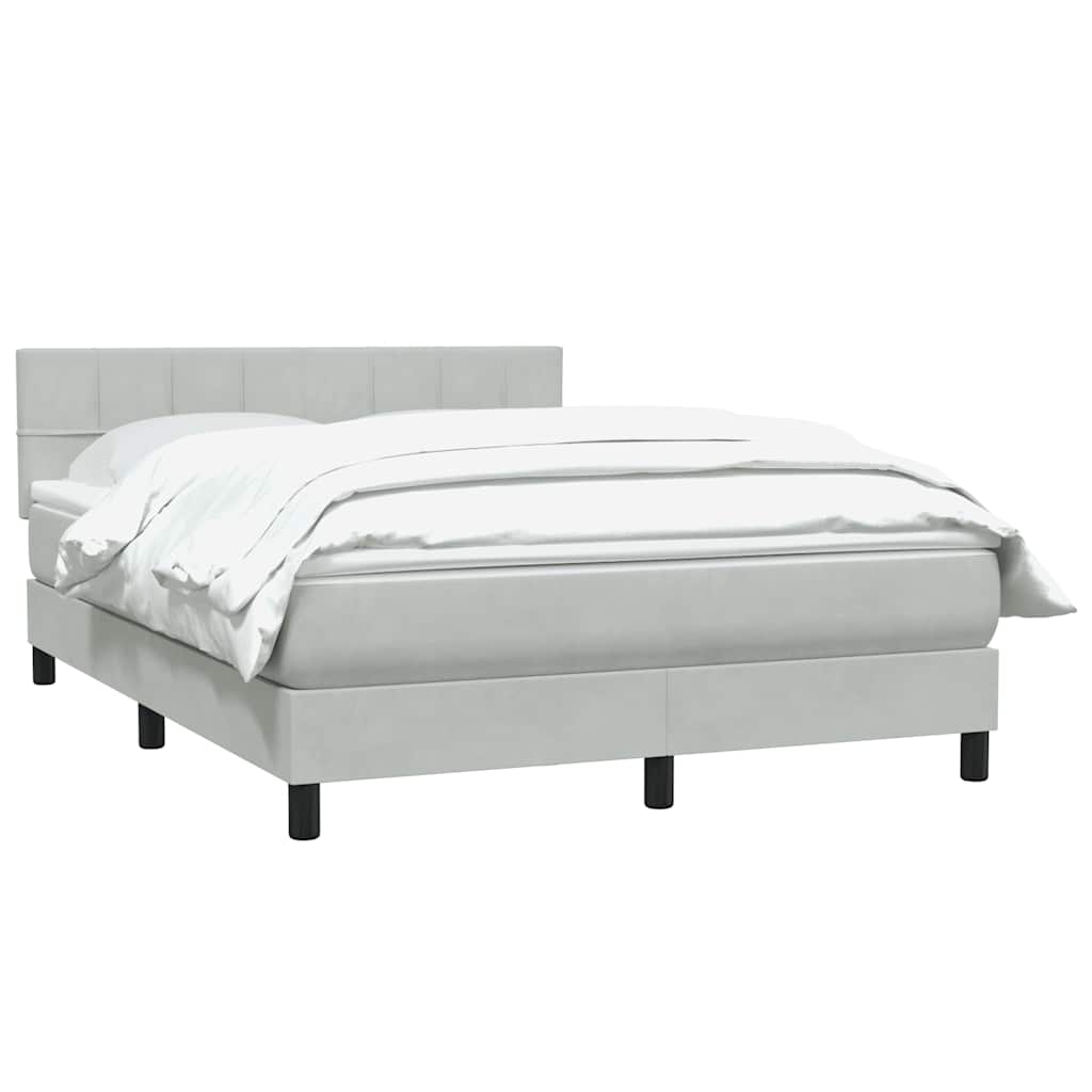 Κρεβάτι Boxspring με Στρώμα Ανοιχτό Γκρι 160x220 εκ. Βελούδινο