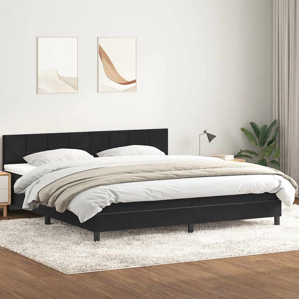 Box Spring Κρεβάτι με στρώμα Μαύρο 180x220 cm Βελούδινο