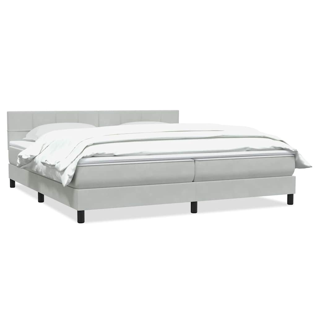 Box Spring κρεβάτι με στρώμα ανοιχτό γκρι 200x220 εκ. Βελούδινο