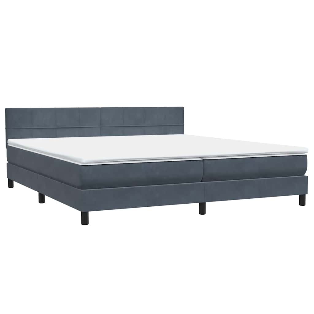 Box Spring Κρεβάτι με στρώμα Σκούρο γκρι 200x220 cm Βελούδινο