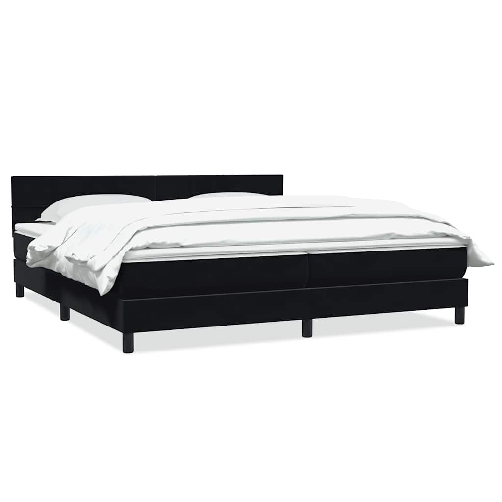 Box Spring Κρεβάτι με στρώμα Μαύρο 200x220 cm Βελούδινο - Pakobazaar