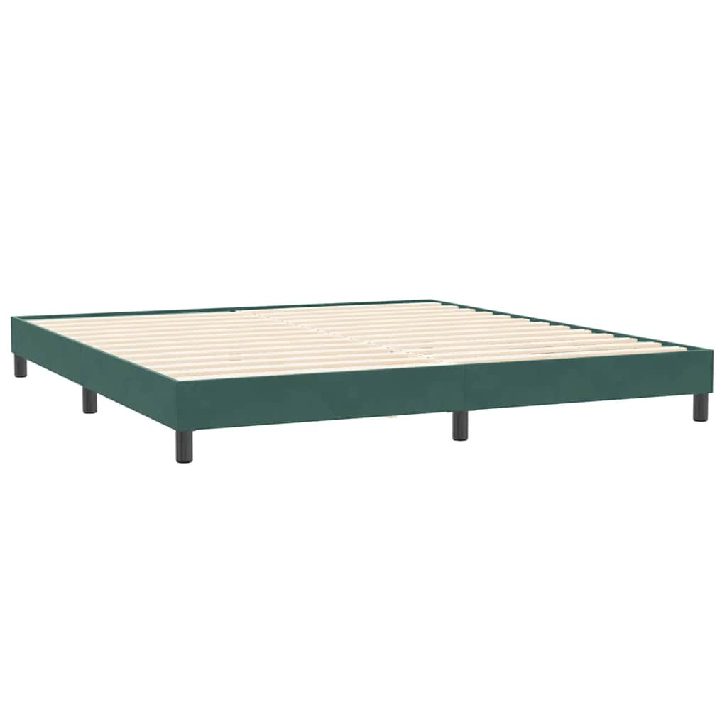 Box Spring Κρεβάτι με στρώμα Σκούρο πράσινο 200x220cm Βελούδινο - Pakobazaar