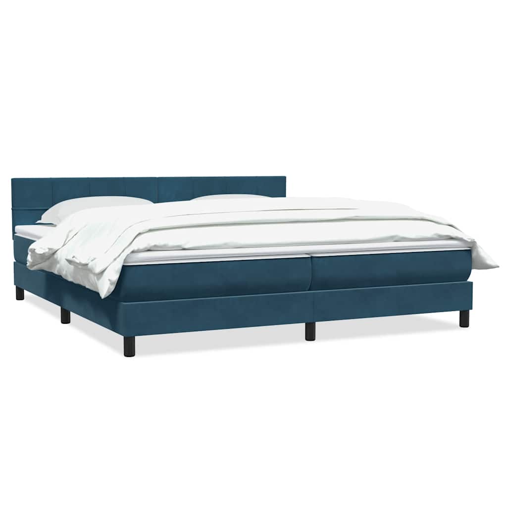 Box Spring κρεβάτι με στρώμα σκούρο μπλε 200x220 cm Βελούδινο - Pakobazaar