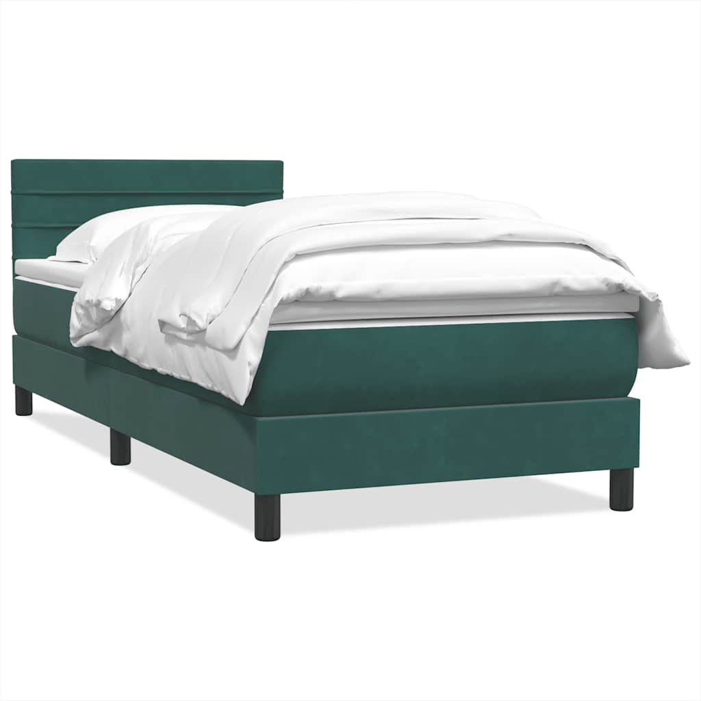 Box Spring Κρεβάτι με στρώμα Σκούρο πράσινο 80x210 cm Velvet - Pakobazaar
