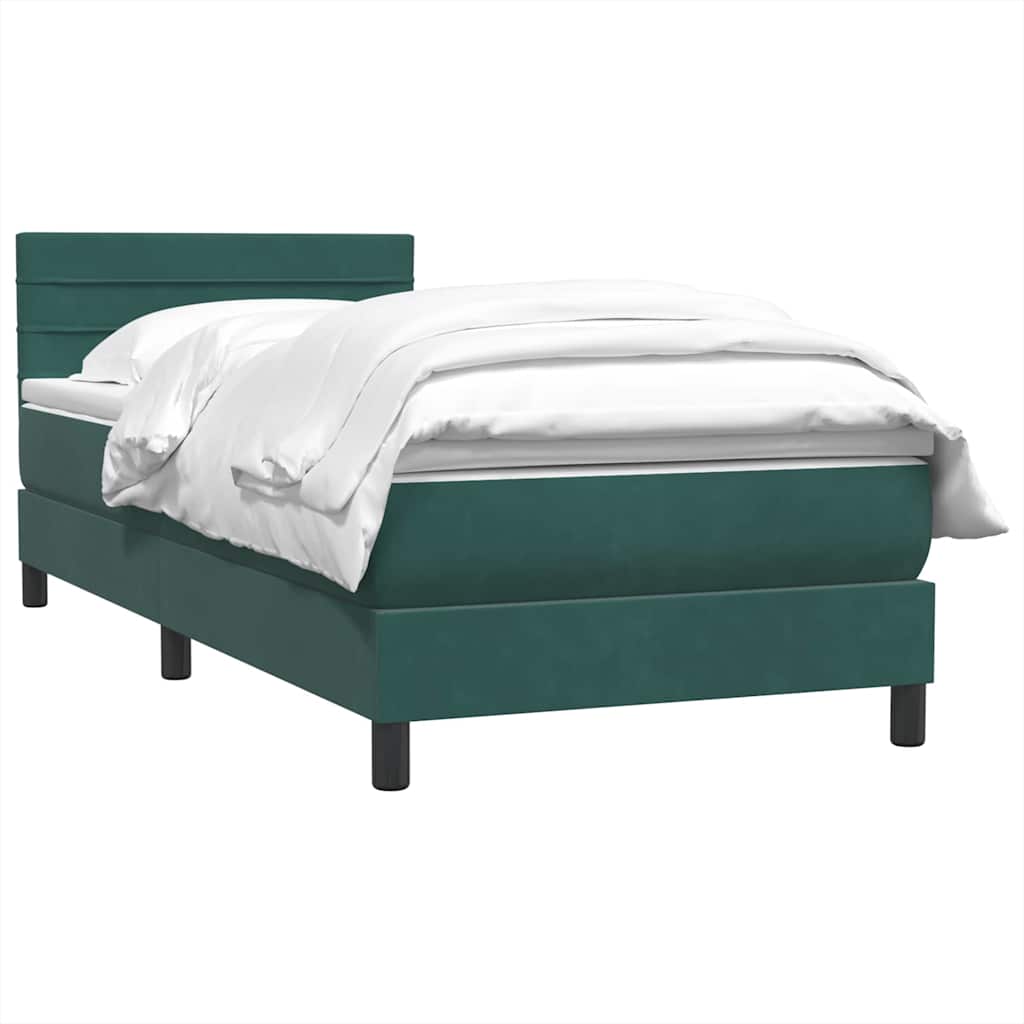Box Spring Κρεβάτι με στρώμα Σκούρο πράσινο 80x210 cm Velvet - Pakobazaar