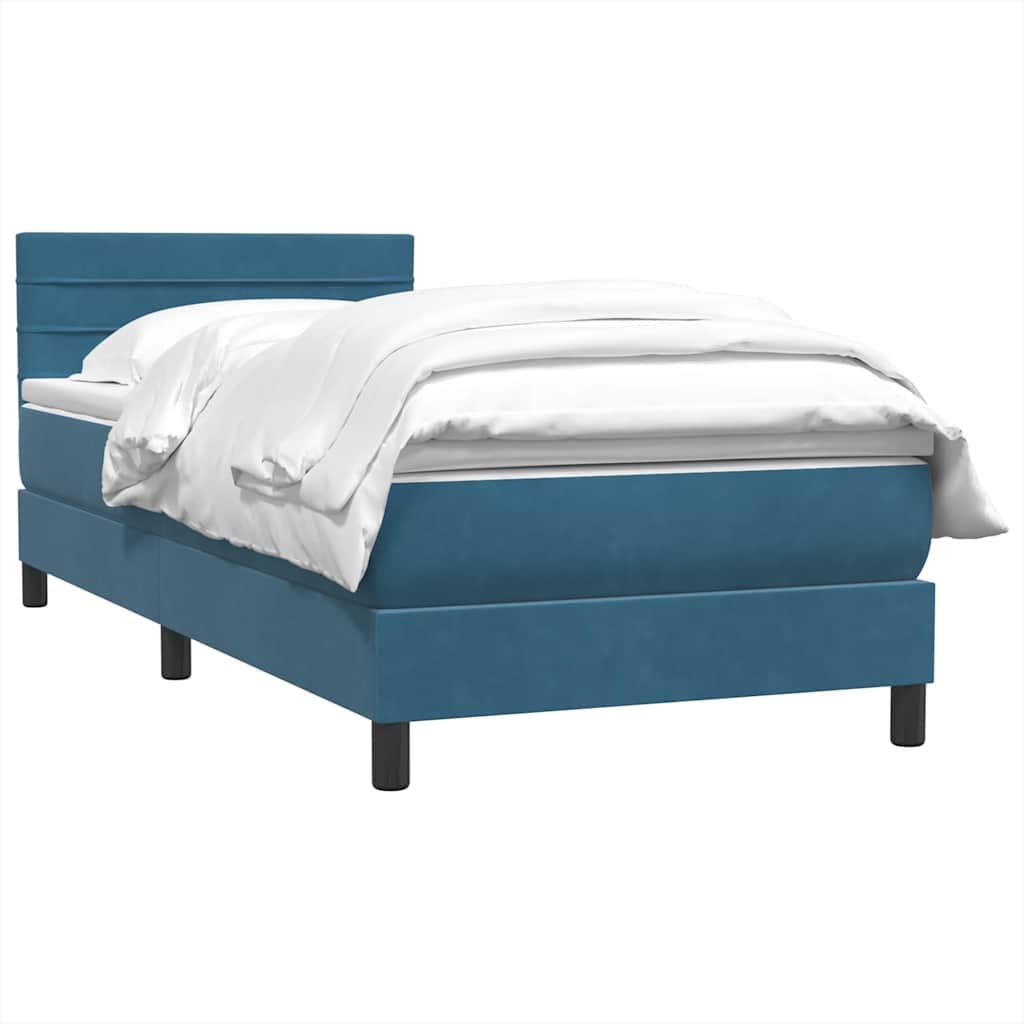 Box Spring κρεβάτι με στρώμα σκούρο μπλε 80x210 εκ. Βελούδινο - Pakobazaar