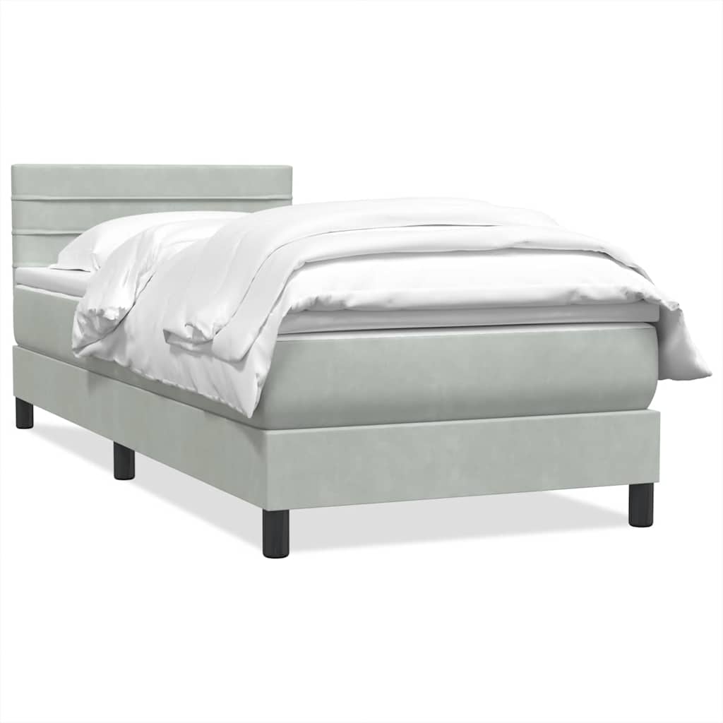 Box Spring κρεβάτι με στρώμα ανοιχτό γκρι 90x210 cm Βελούδινο
