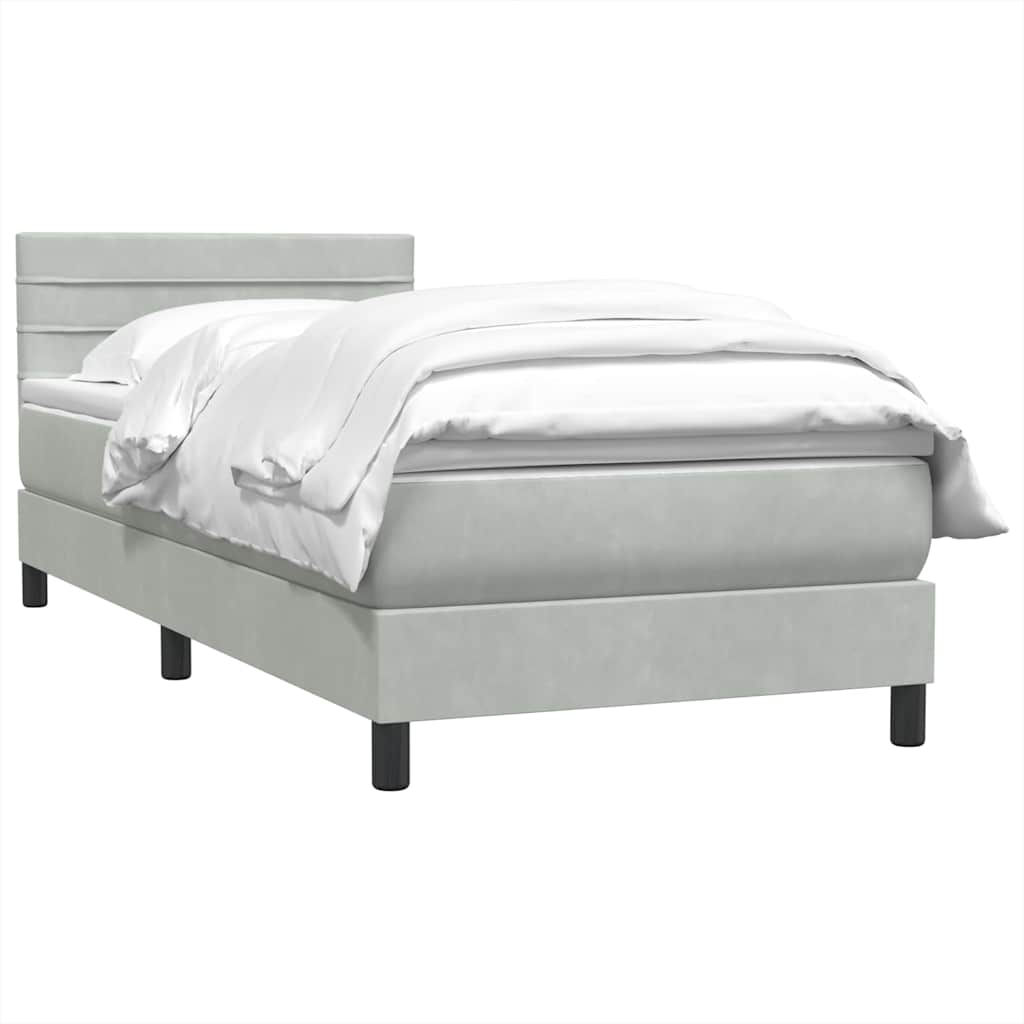 Box Spring κρεβάτι με στρώμα ανοιχτό γκρι 90x210 cm Βελούδινο