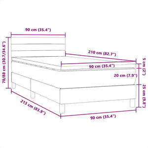 Κρεβάτι Boxspring με Στρώμα Μαύρο 90x210 εκ. Βελούδινο - Pakobazaar