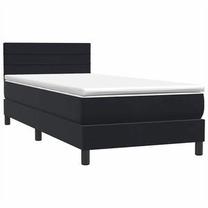 Κρεβάτι Boxspring με Στρώμα Μαύρο 90x210 εκ. Βελούδινο - Pakobazaar