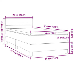 Box Spring κρεβάτι με στρώμα ροζ 90x210 εκ. Βελούδινο