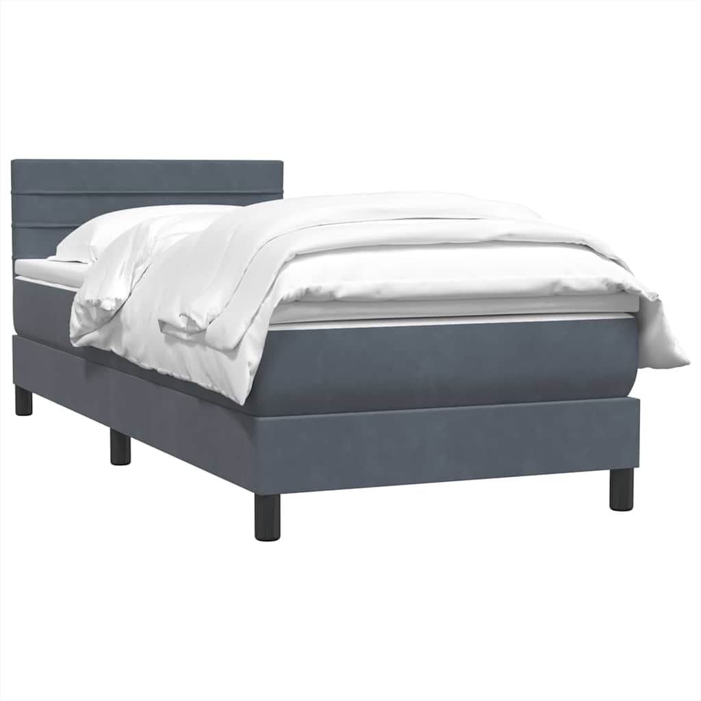 Κρεβάτι Boxspring με Στρώμα Σκούρο Γκρι 100x210 εκ. Βελούδινο - Pakobazaar
