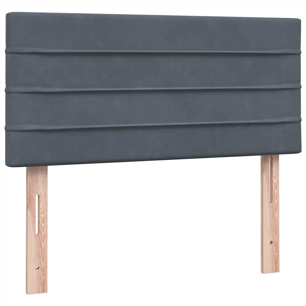 Κρεβάτι Boxspring με Στρώμα Σκούρο Γκρι 100x210 εκ. Βελούδινο - Pakobazaar