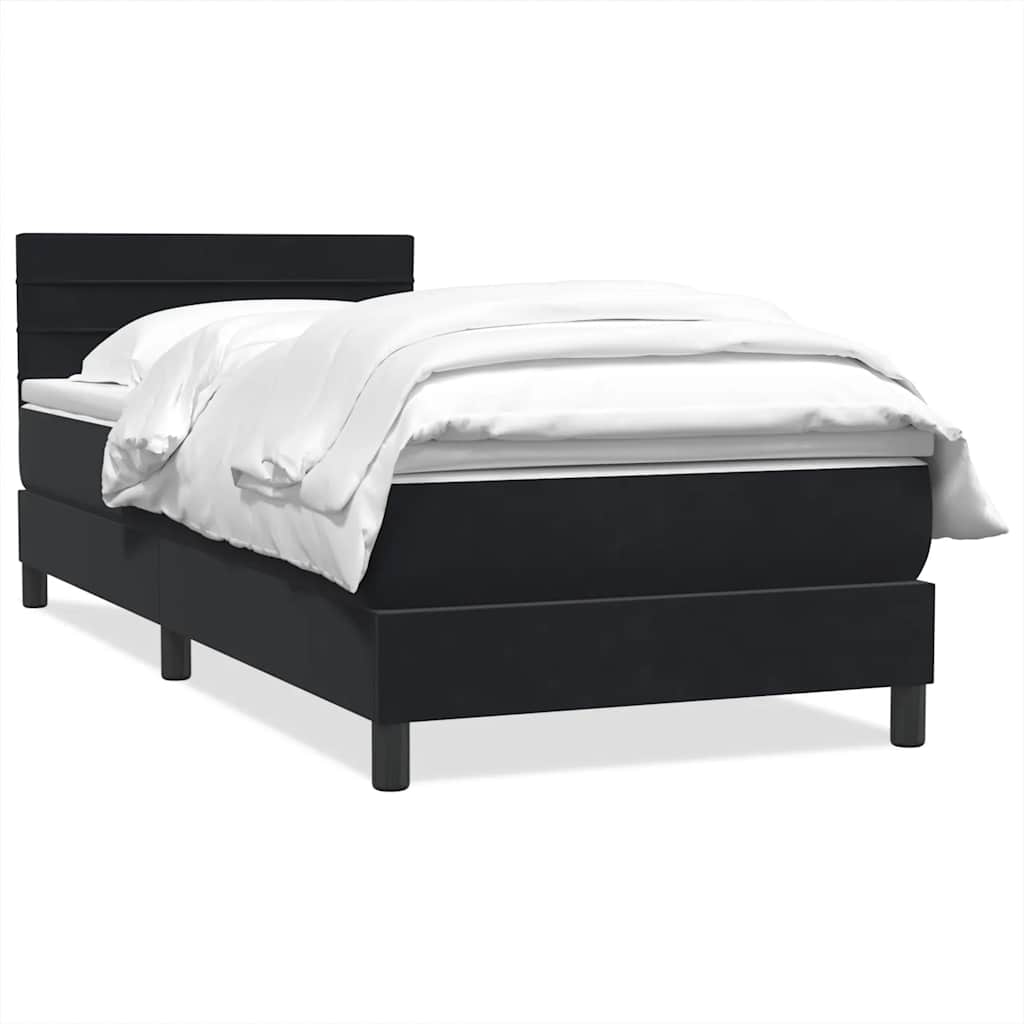Box Spring Κρεβάτι με στρώμα Μαύρο 100x210 cm Βελούδινο - Pakobazaar