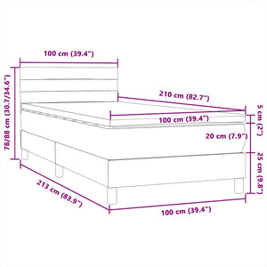 Box Spring Κρεβάτι με στρώμα Μαύρο 100x210 cm Βελούδινο - Pakobazaar