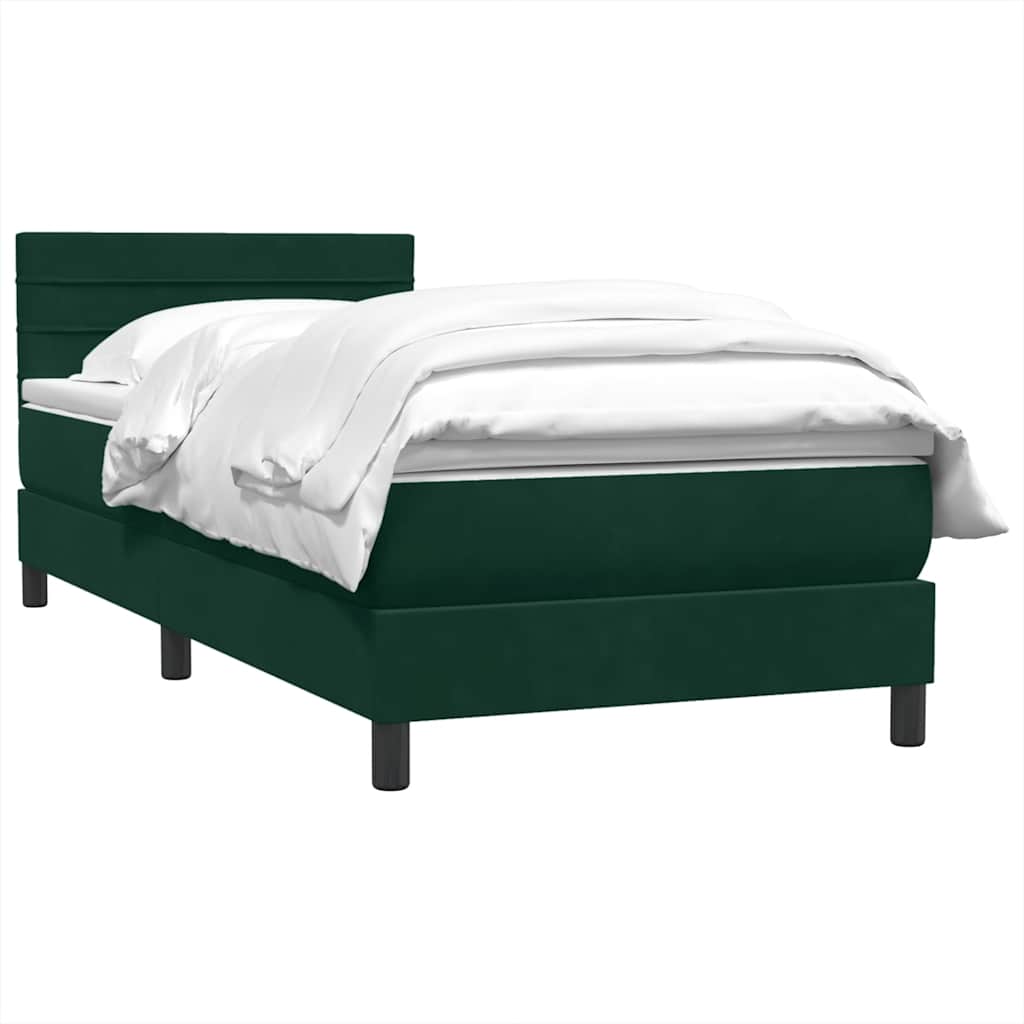 Κρεβάτι Boxspring με Στρώμα Σκούρο Πράσινο 100x210εκ. Βελούδινο