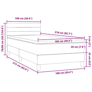 Κρεβάτι Boxspring με Στρώμα Σκούρο Πράσινο 100x210εκ. Βελούδινο