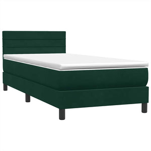 Κρεβάτι Boxspring με Στρώμα Σκούρο Πράσινο 100x210εκ. Βελούδινο