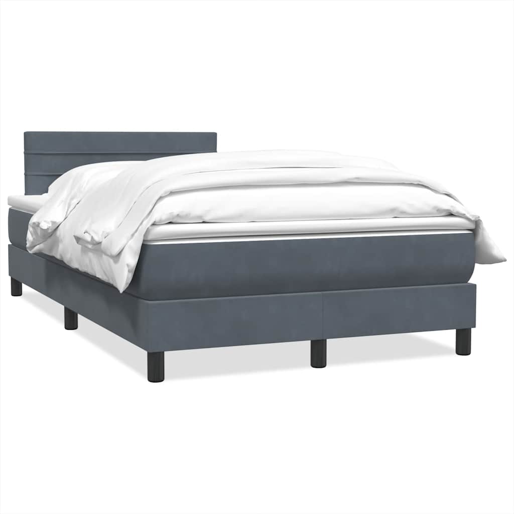 Κρεβάτι Boxspring με Στρώμα Σκούρο Γκρι 120x210 εκ. Βελούδινο - Pakobazaar