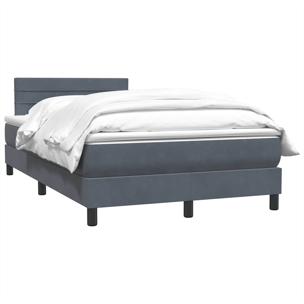 Κρεβάτι Boxspring με Στρώμα Σκούρο Γκρι 120x210 εκ. Βελούδινο - Pakobazaar