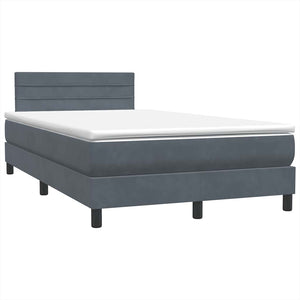 Κρεβάτι Boxspring με Στρώμα Σκούρο Γκρι 120x210 εκ. Βελούδινο - Pakobazaar