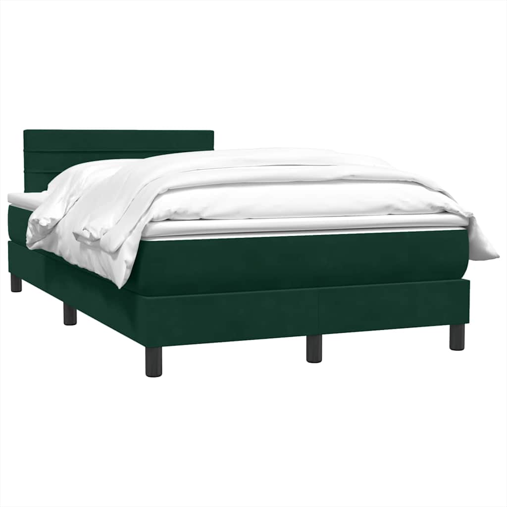 Κρεβάτι Boxspring με Στρώμα Σκούρο Πράσινο 120x210εκ. Βελούδινο - Pakobazaar