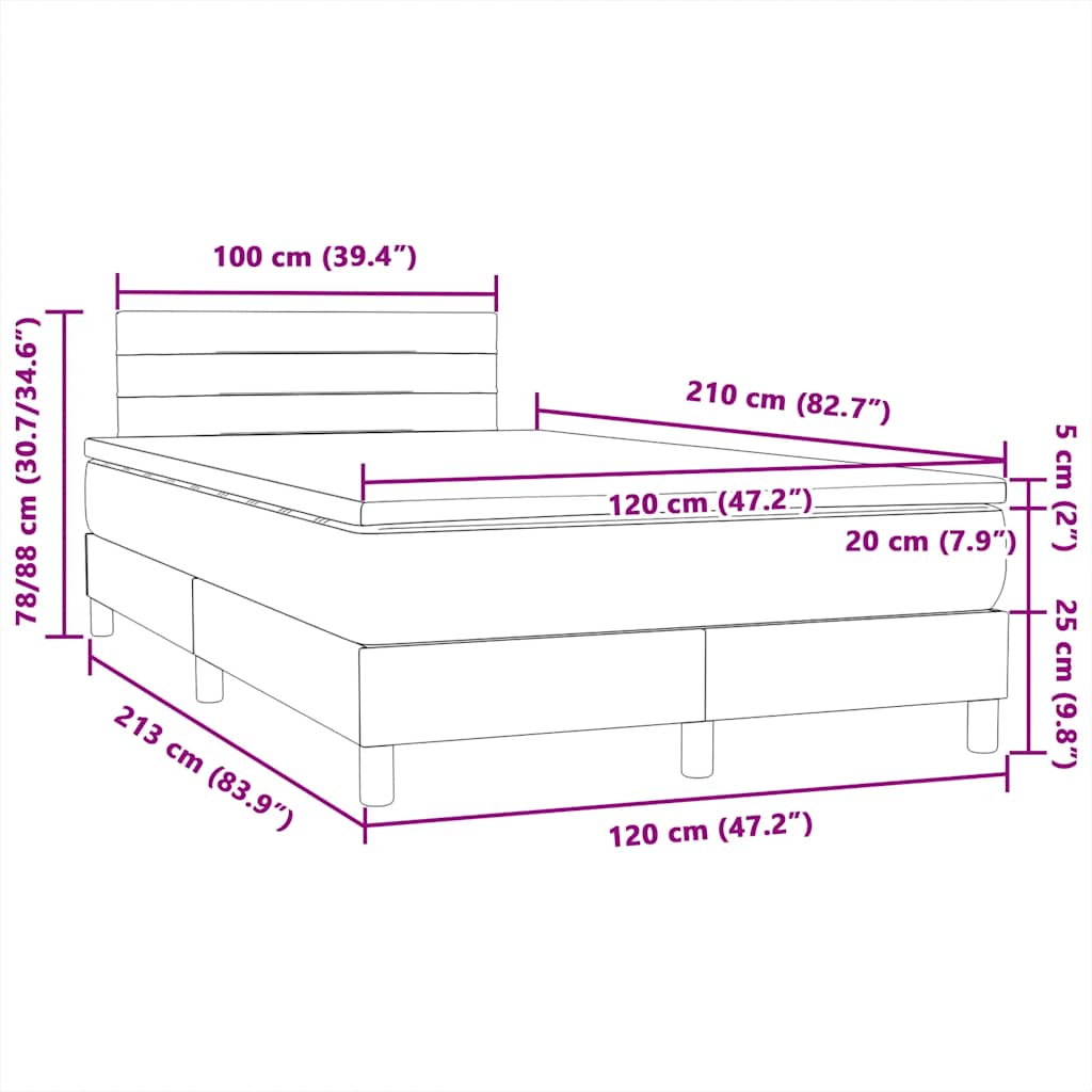 Κρεβάτι Boxspring με Στρώμα Σκούρο Πράσινο 120x210εκ. Βελούδινο - Pakobazaar