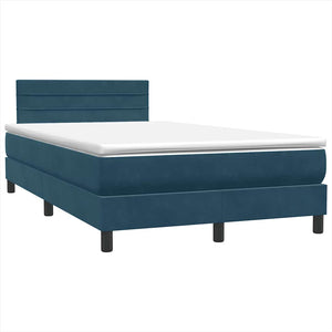 Κρεβάτι Boxspring με Στρώμα Σκούρο Μπλε 120x210 εκ. Βελούδινο - Pakobazaar