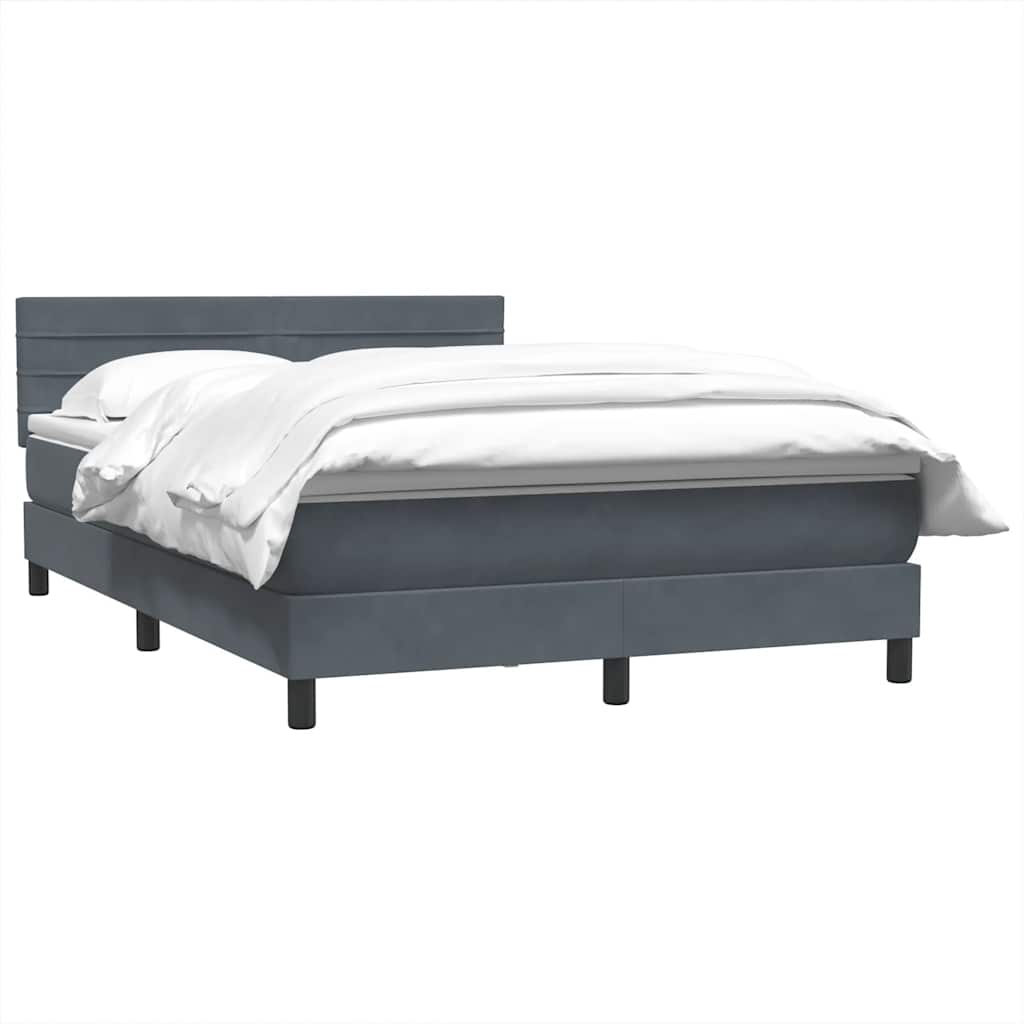 Κρεβάτι Boxspring με Στρώμα Σκούρο Γκρι 140x210 εκ. Βελούδινο - Pakobazaar