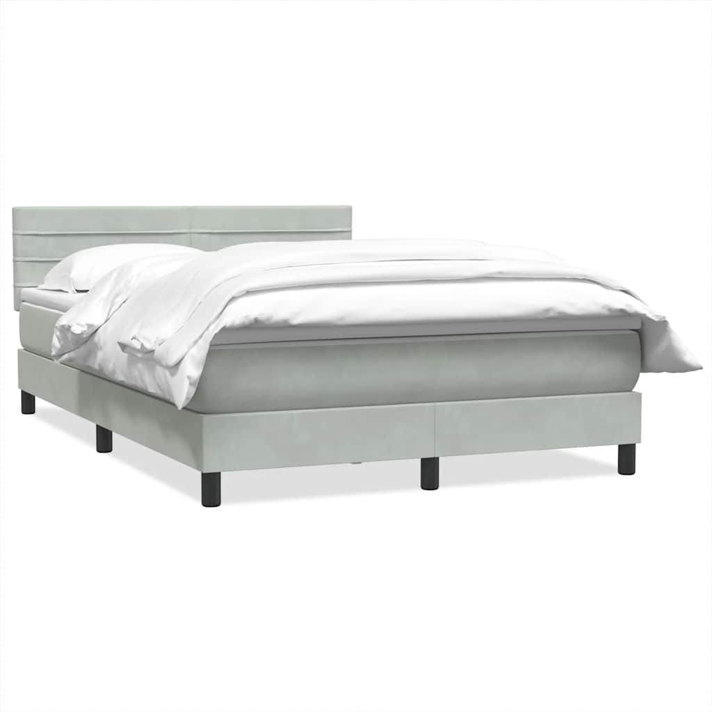 Κρεβάτι Boxspring με Στρώμα Ανοιχτό Γκρι 160x210 εκ. Βελούδινο