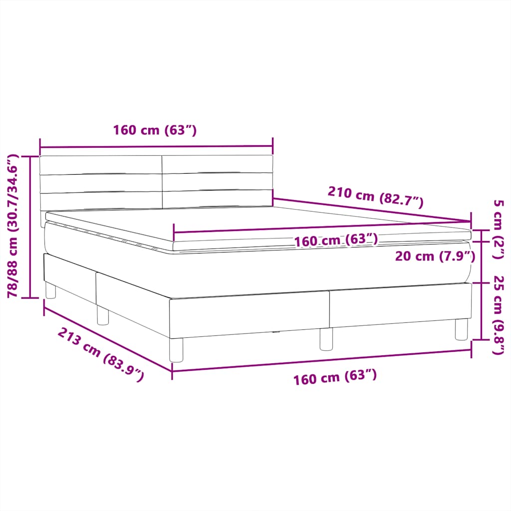 Κρεβάτι Boxspring με Στρώμα Σκούρο Πράσινο 160x210εκ. Βελούδινο