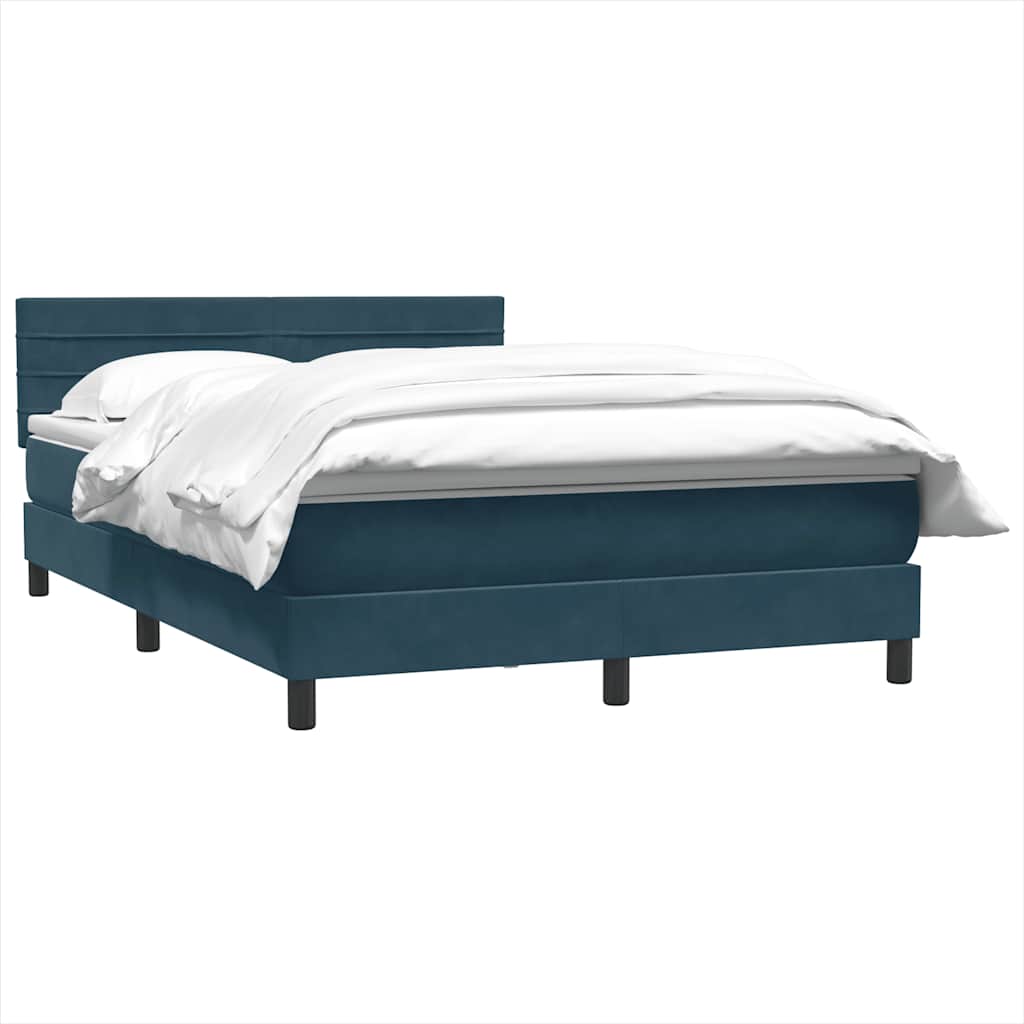 Κρεβάτι Boxspring με Στρώμα Σκούρο Μπλε 160x210 εκ. Βελούδινο - Pakobazaar