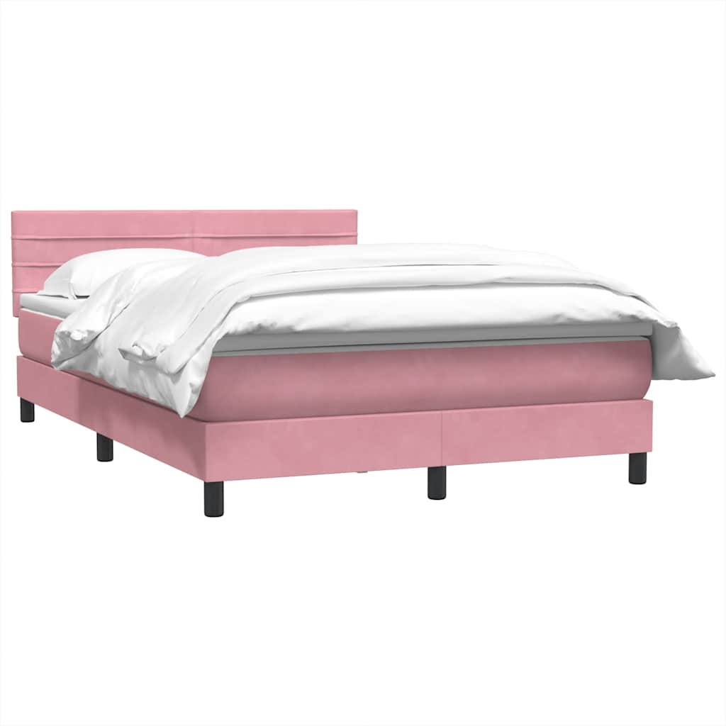 Κρεβάτι Boxspring με Στρώμα Ροζ 160x210 εκ. Βελούδινο