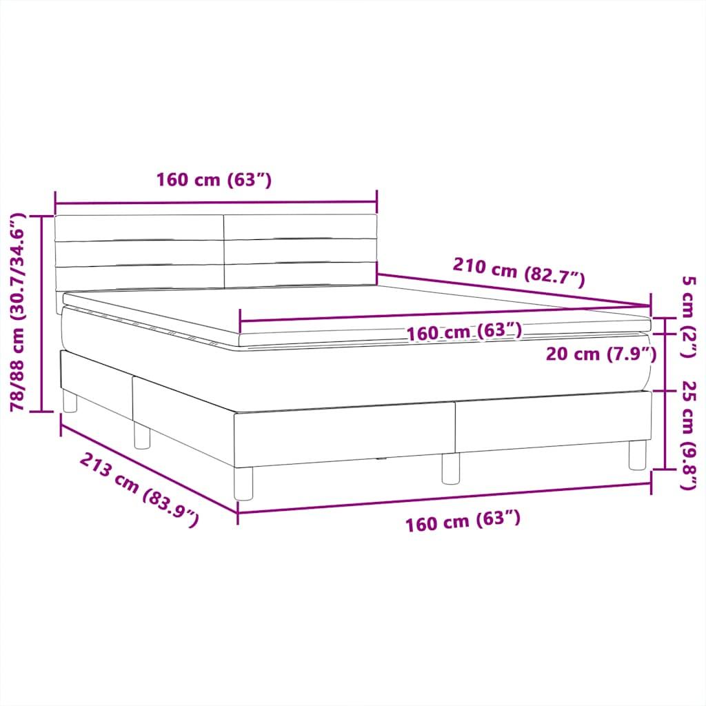 Κρεβάτι Boxspring με Στρώμα Ροζ 160x210 εκ. Βελούδινο