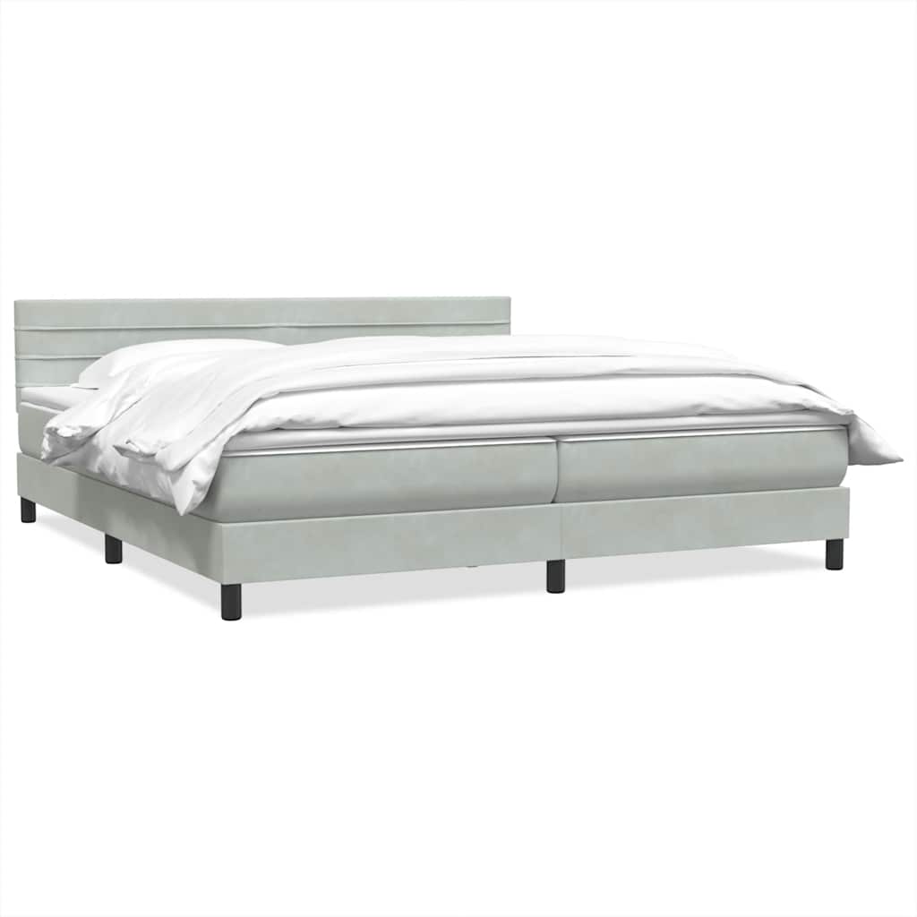 Κρεβάτι Boxspring με Στρώμα Ανοιχτό Γκρι 180x210 εκ. Βελούδινο